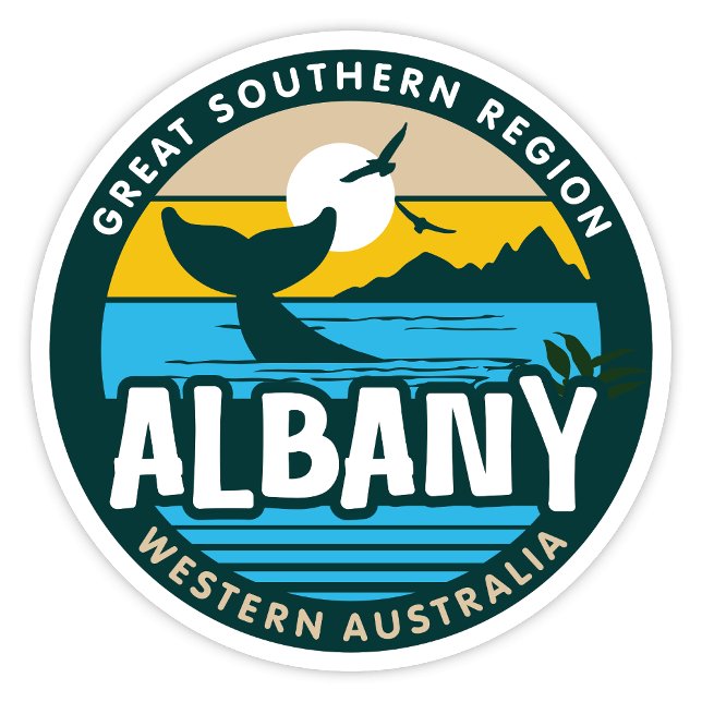 Autocollant Albany, Australie occidentale (Albany, Western Australia Retro Round Vinyl Sticker)