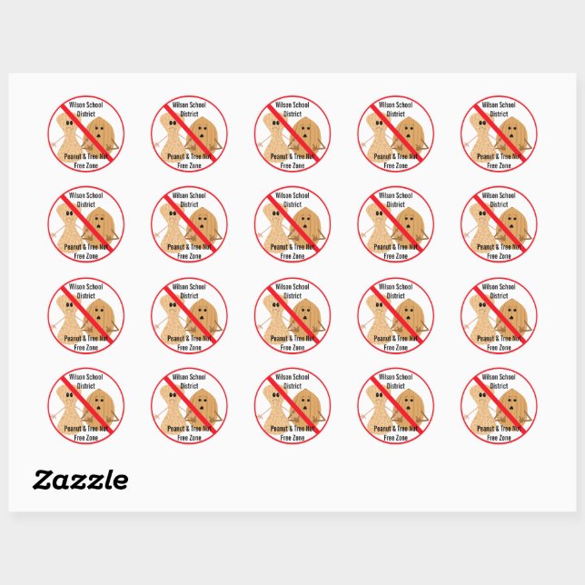 Autocollant Allergies d'arachide et de noix d'arbr (Feuille)