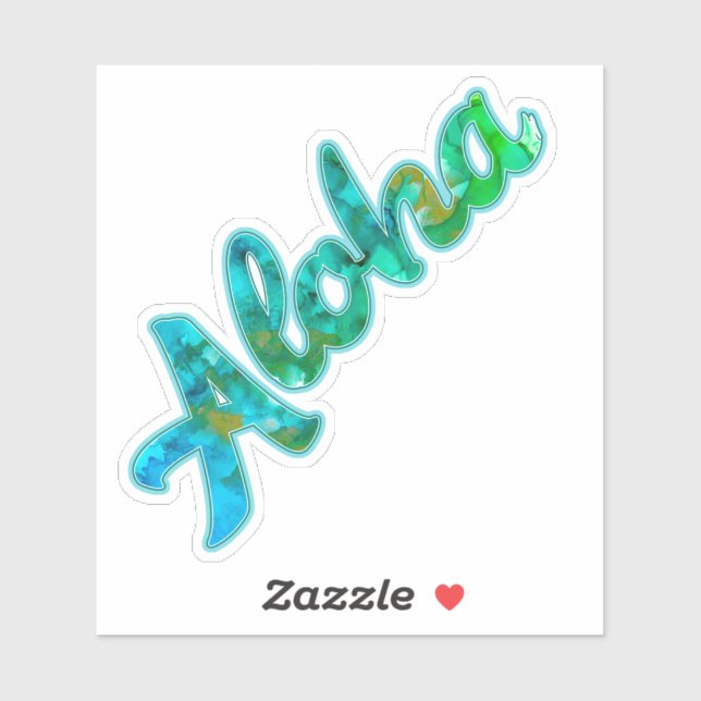 Autocollant Aloha Hawaiian Greeting Alcohol Ink Ar (Feuille)