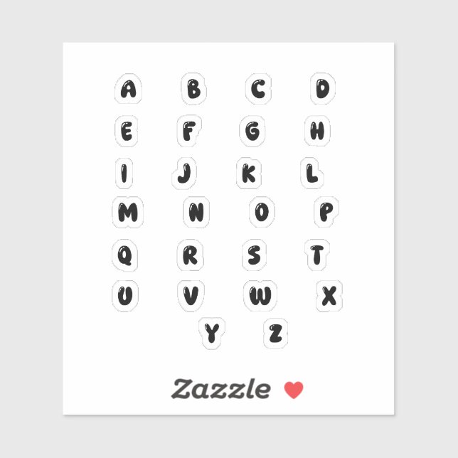 Autocollant alphabet lettre mignonne | autocollant (Feuille)