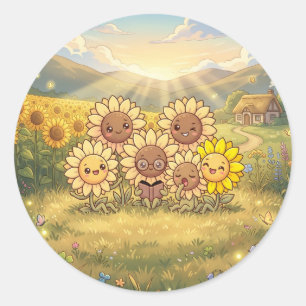 Autocollant Amis du Pré de Tournesol Ensoleillé