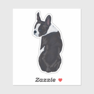 Autocollant Amoureux des chiens noir Boston Terrie