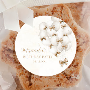 Autocollant Anniversaire Ballons Ruban Beige