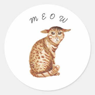 Autocollant aquarelle chat mignon Miaou
