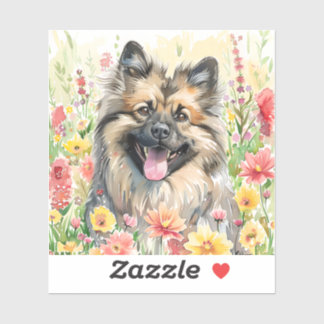 Autocollant aquarelle Keeshond