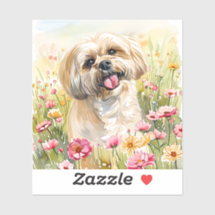 Autocollant aquarelle Lhassa Apso