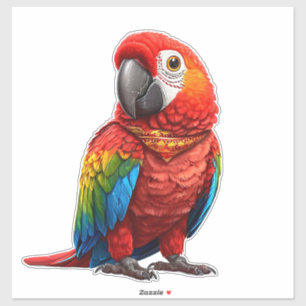 Autocollant Ara Écarlate Idée Cadeau Oiseau Tropic