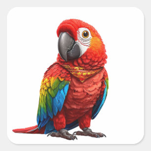 🌴 Autocollant Ara Écarlate Vibrant Oiseau Exotiqu