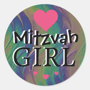 Autocollant arc-en-ciel de fille de Mitzvah