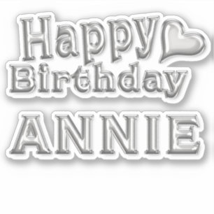 Autocollant argent Joyeux Anniversaire Annie