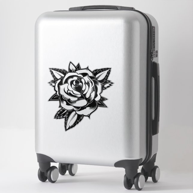 Autocollant artistique Tatouage de rose. (Sur valise)