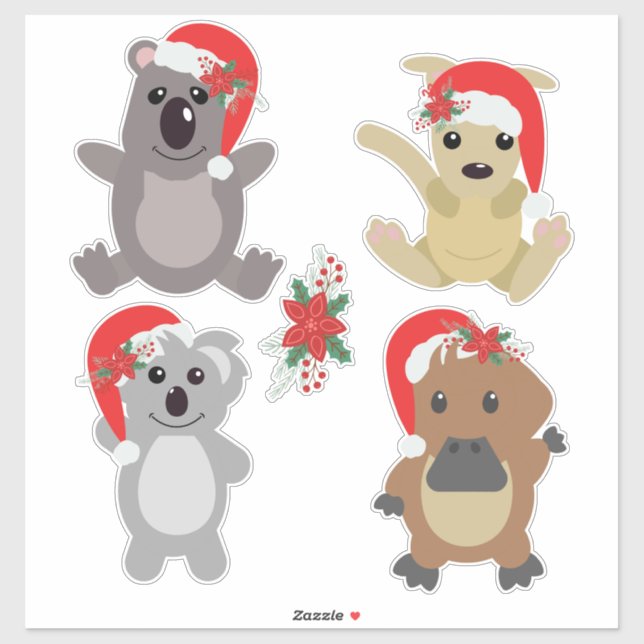 Autocollant Aussie Christmas Animaux (Feuille)