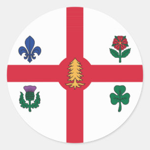 Autocollant avec le drapeau de Montréal, Canada