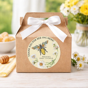 Autocollant Baby Shower Abeille   Aquarelle Bourdo