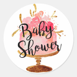 Autocollant Baby shower de gâteau à fleurs roses d
