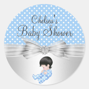 Autocollant Baby Shower Garçon à pois