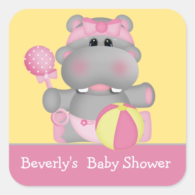 Autocollant Baby shower Hippo bébé (Devant)