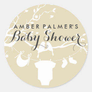Autocollant Baby Shower Oiseaux Amoureux