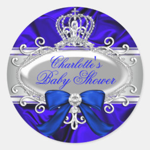 Autocollant Baby Shower Petit Prince Royal Bleu