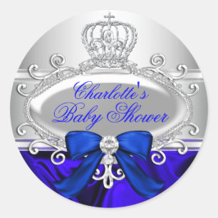 Autocollant Baby Shower Petit Prince Royal Bleu
