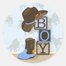 Autocollant Baby shower Western Cowboy