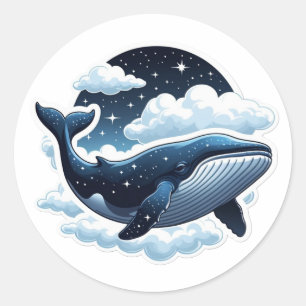 Autocollant baleine nuage flottant avec étoiles