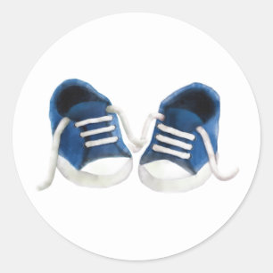 Autocollant baskets bébé bleu, Étiquette de cadeau