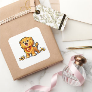 Autocollant Bébé Lion Zodiaque Mignon – Lion Doré