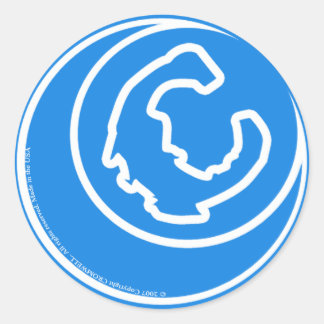 autocollant blanc C sur cercle bleu