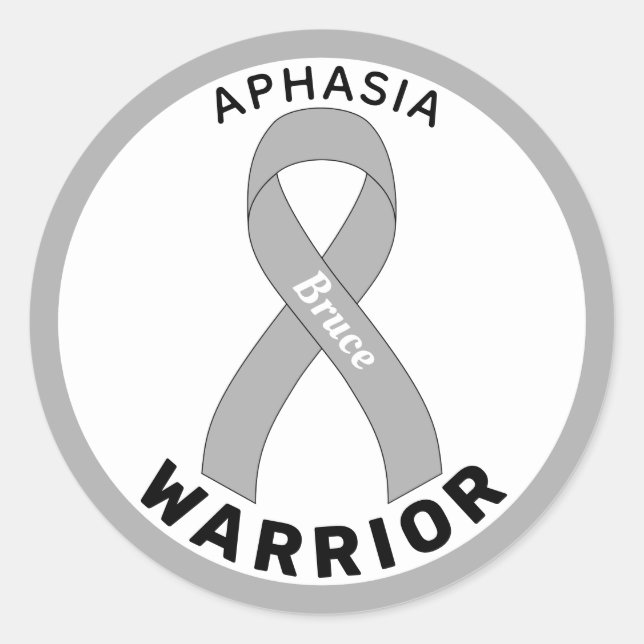 Autocollant blanc rond Aphasia Warria (Devant)