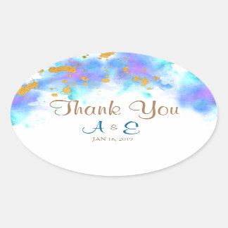 Autocollant bleu couleur Merci Dolphin Oval