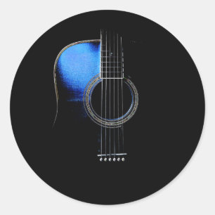 Autocollant bleu de guitare acoustique