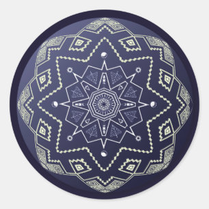 Autocollant bleu de mandala de sphère de