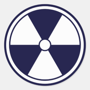 Autocollant bleu de symbole de rayonnement