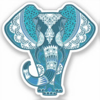 Autocollant bleu éléphant Mandala