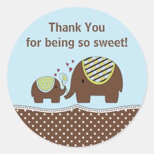 Autocollant bleu et Brown de Merci d'éléphant