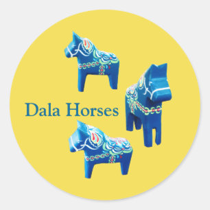 Autocollant bleu et jaune de cheval de Dala