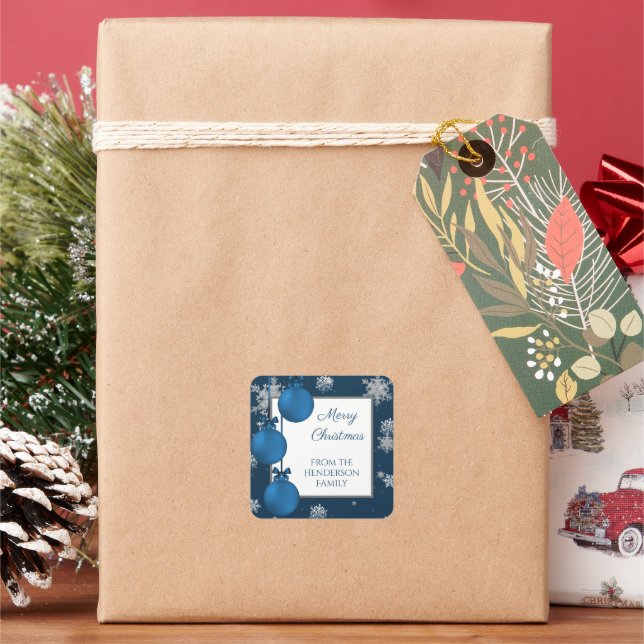 Autocollant bleu ornement de Noël (vacances)