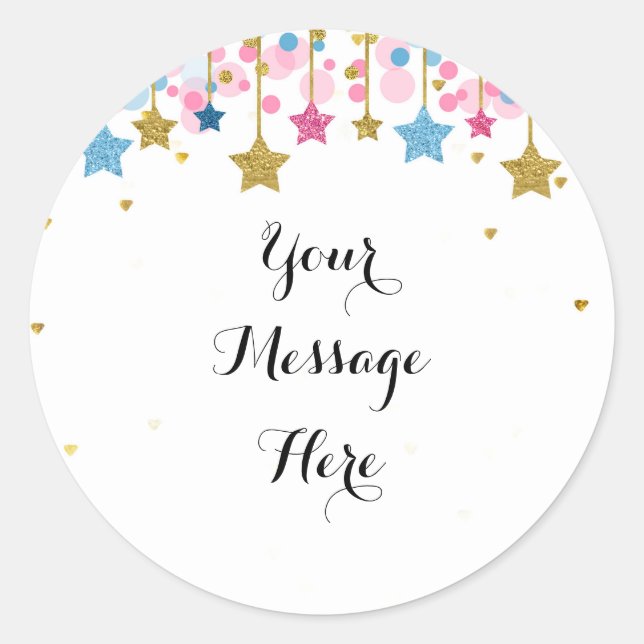 Autocollant Bleu Rose Or scintille scintille Merci (Devant)