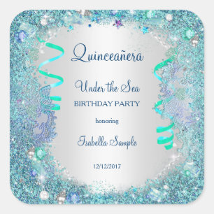 Autocollant Bleu Sous L'Océan Quinceanera 15ème Fê