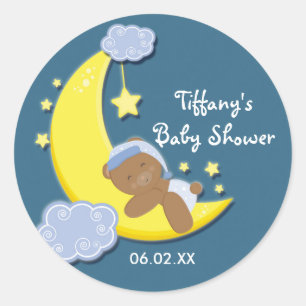 Autocollant bleu Teddy Bear Moon & Stars Baby Show