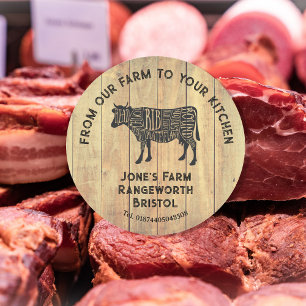 Autocollant Boeuf Frais de la Ferme Étiquette de