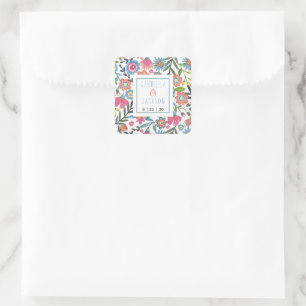 Autocollant bohémien floral aquarelle