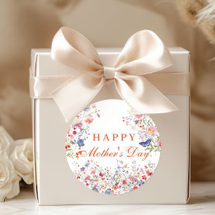 Autocollant Bonne Fête des Mères Fleurs Sauvages C