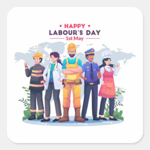 Autocollant Bonne Fête du Travail Héros de la Main