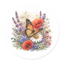Autocollant Bouquet de Fleurs Sauvages Aquarelle