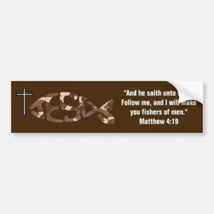 Autocollant Brown Camo JESUS Fish Icon