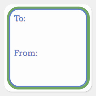 Autocollant cadeau bleu et vert