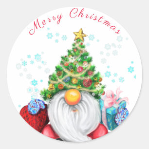 Autocollant cadeau Casquette Gnome avec sapin de N
