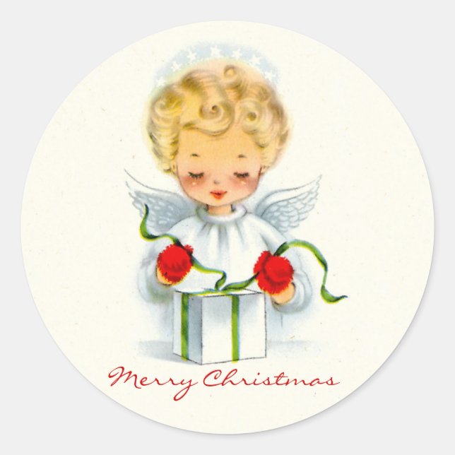 Autocollant cadeau de Noël Angel (Devant)